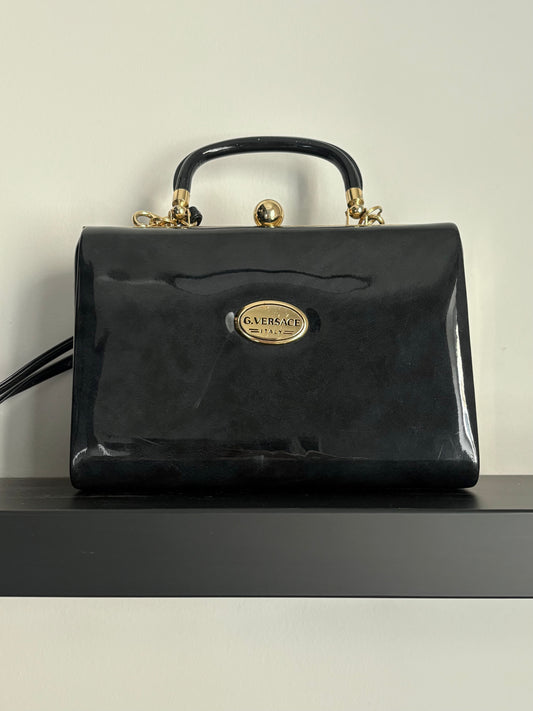 Vintage Gianni Versace juodas lakinis rankinukas